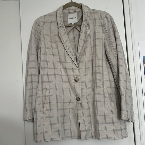Madewell Dorest Linen Blazer in Windowpane - Picture 1 of 12
